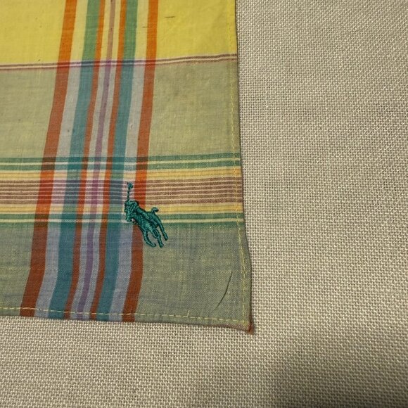 Vintage Ralph Lauren Plaid Handkerchief - 20.5" x 21.5" - Picture 2 of 3